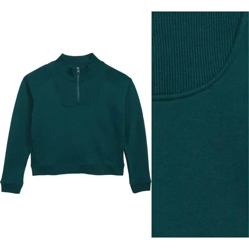 Zella Cara Kid’s Ribbed Quarter Zip Green Size 10/12
